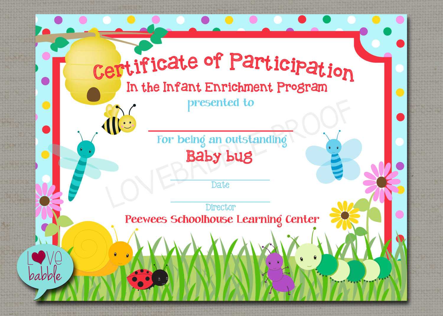 Bugs Award, Spring School Gymnastics Dance Tumbling Preschool Kindergarten  Toddler Award Certificate Printable Digital File 8.5" X 11" With Regard To Gymnastics Certificate Template