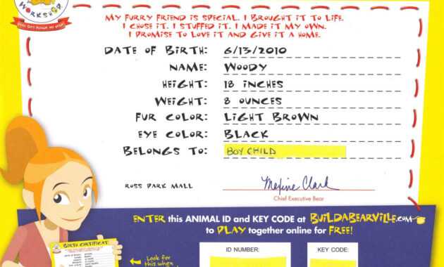 Build-A-Bear Birth Certificate | Build A Bear, Bear, Certificate with regard to Build A Bear Birth Certificate Template