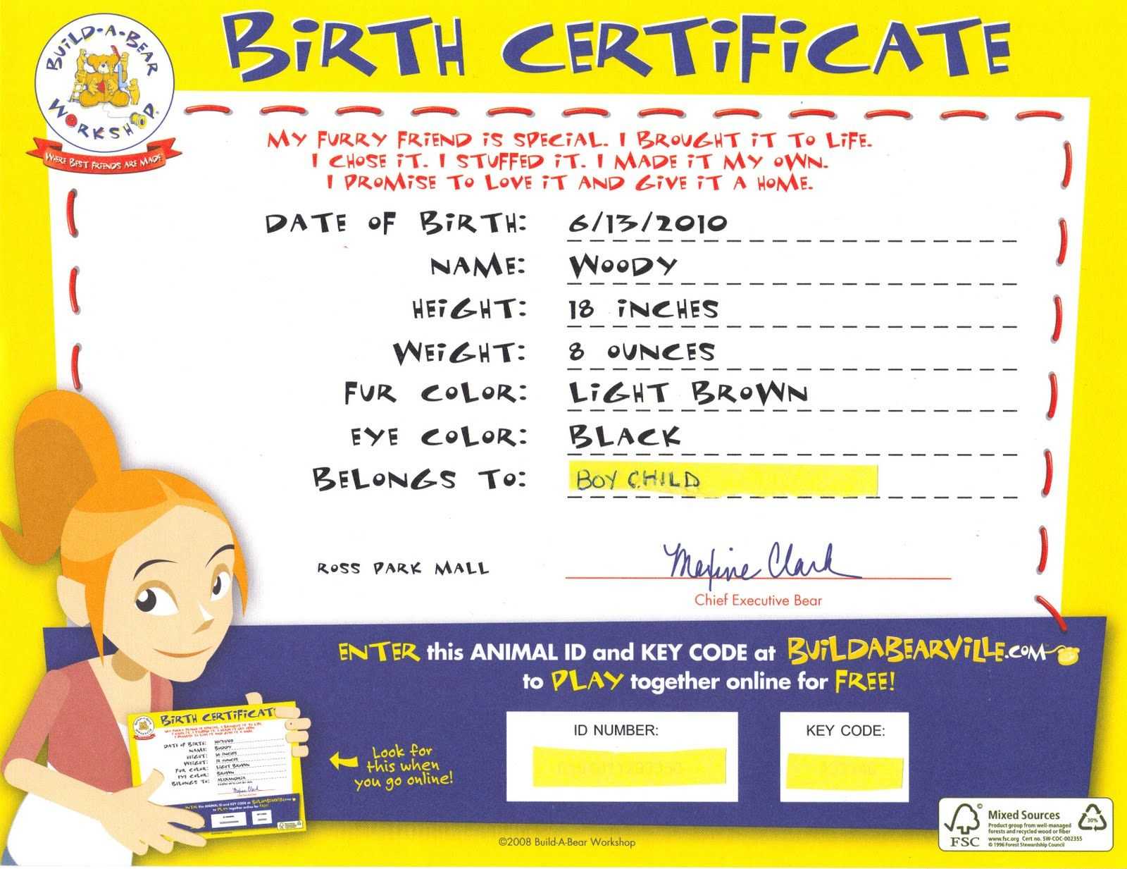 Build A Bear Birth Certificate | Build A Bear, Bear, Certificate With Regard To Build A Bear Birth Certificate Template