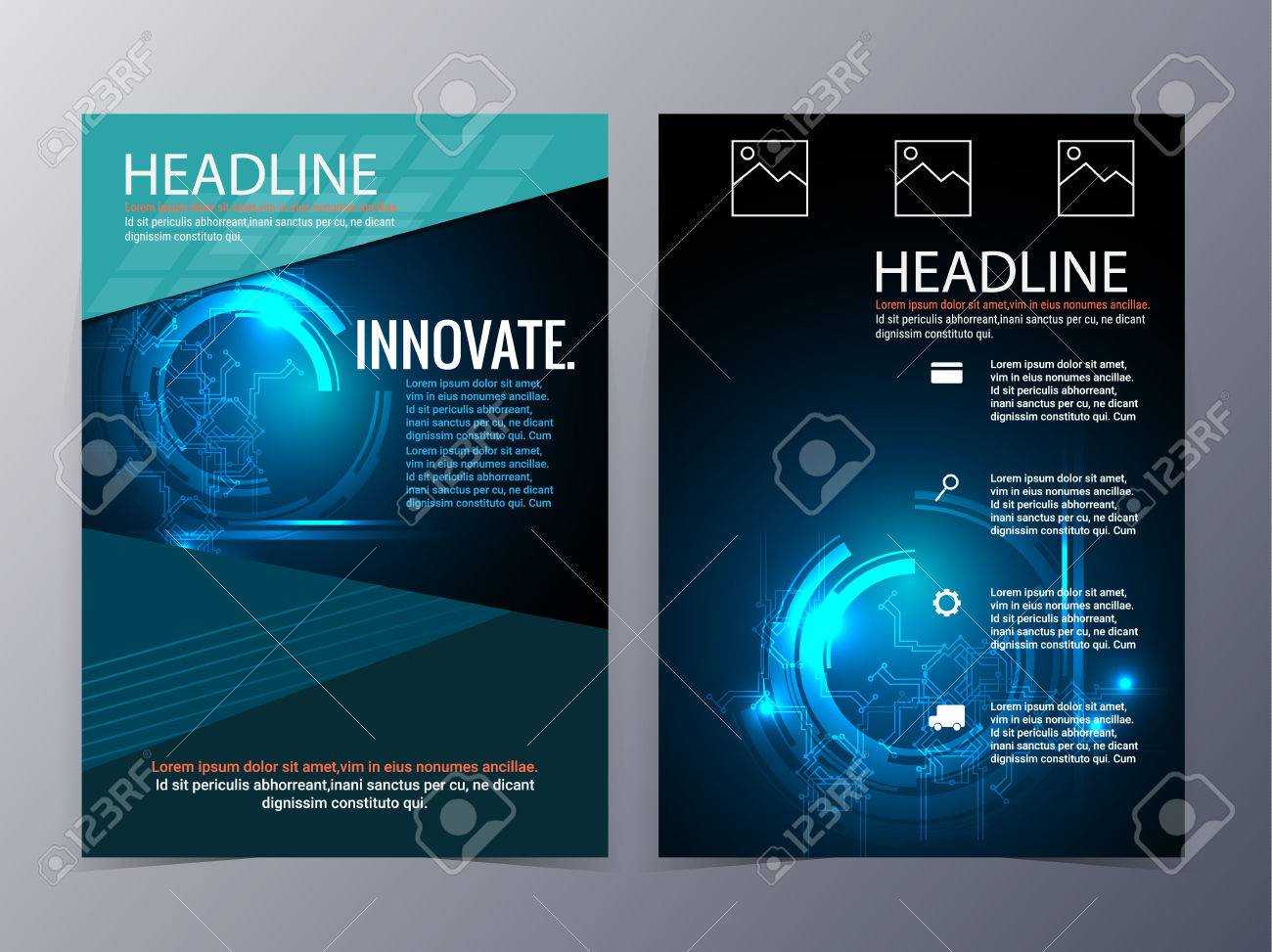 Business And Technology Brochure Design Template Vector Tri Fold.. Regarding Technical Brochure Template