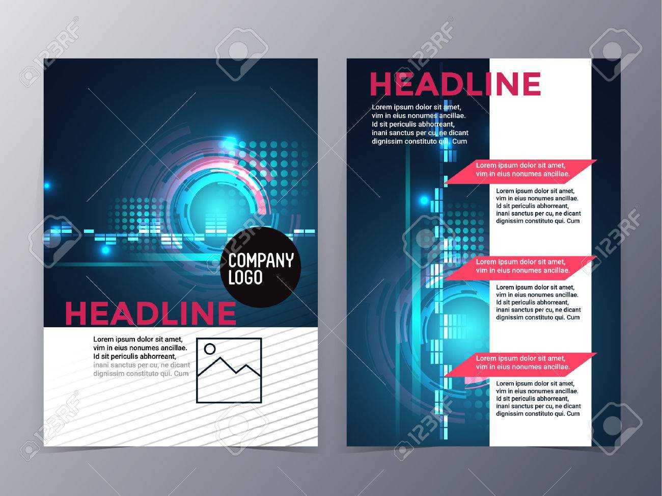 Business And Technology Brochure Design Template Vector Tri Fold.. Throughout Technical Brochure Template