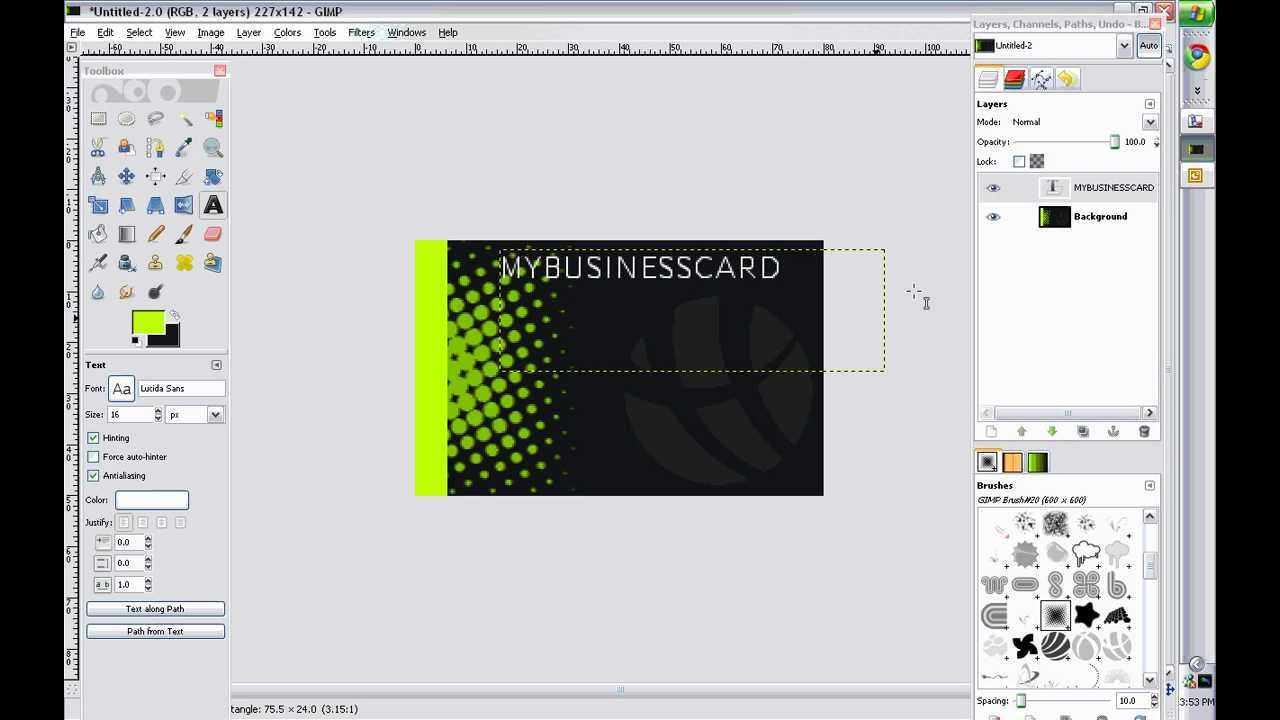 Business Card Design – Gimp 2.0 – Throughout Gimp Business Card Template