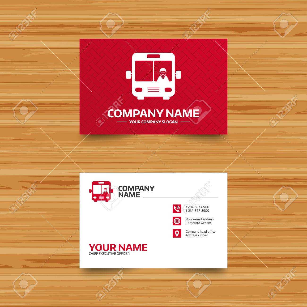 Business Card Template. Bus Sign Icon. Public Transport With.. With Regard To Transport Business Cards Templates Free