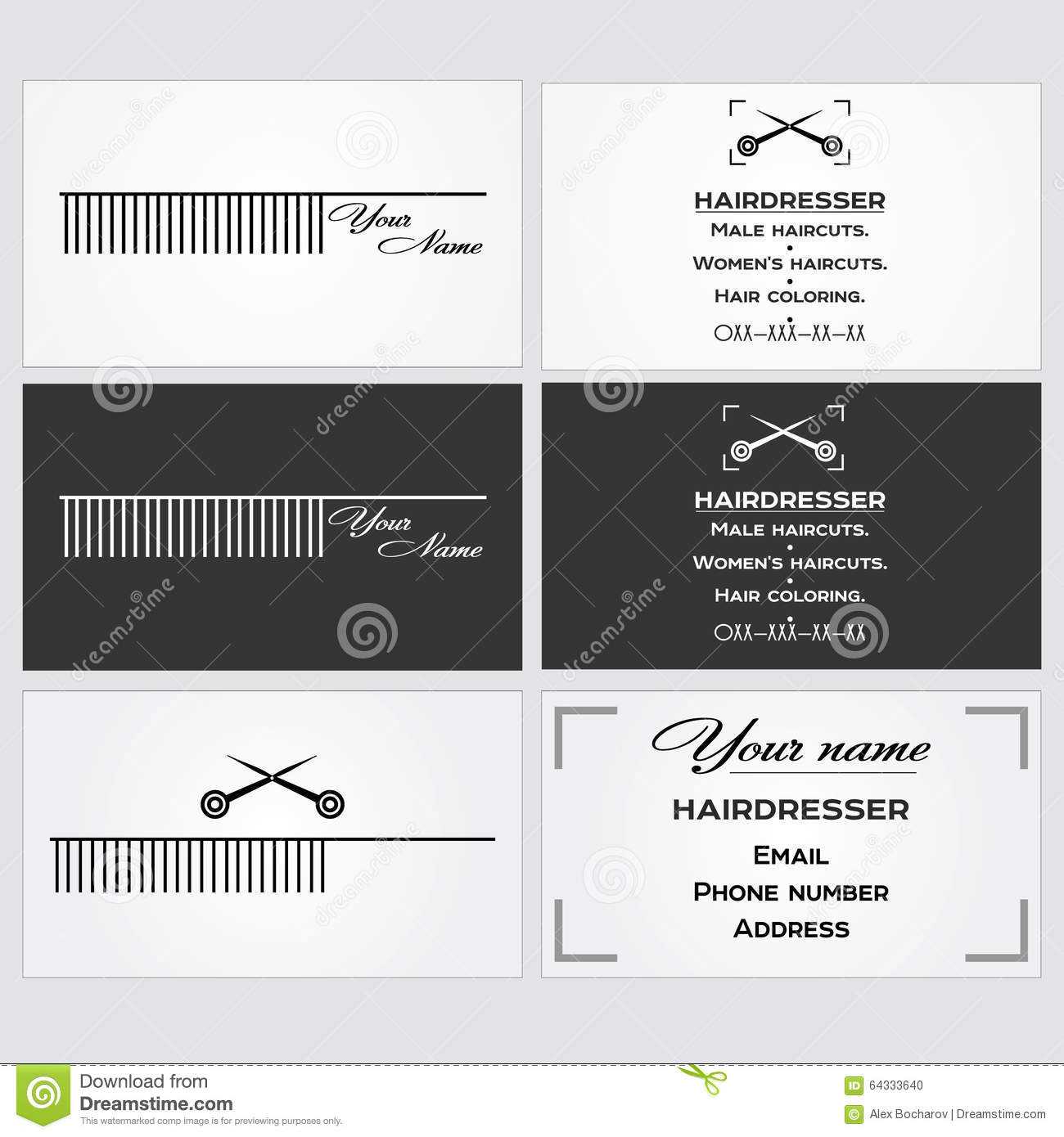 Business Card Template For A Hairdresser. Stock Vector Throughout Hairdresser Business Card Templates Free