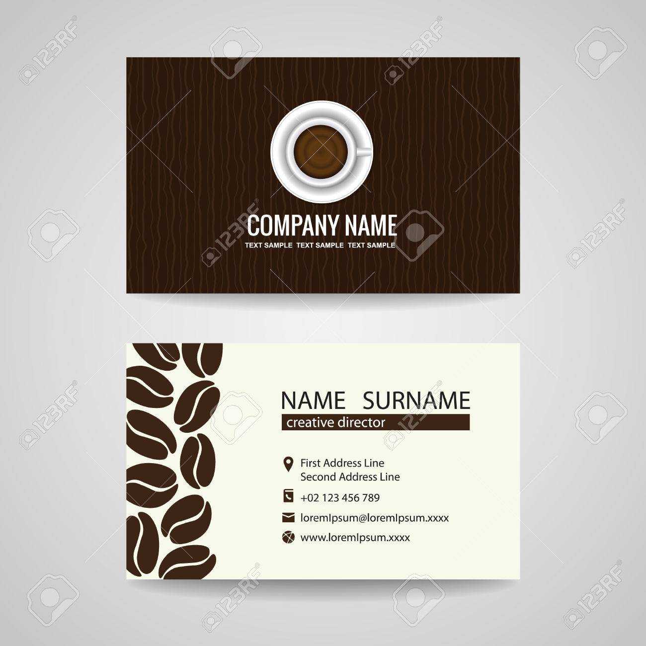 Business Card Vector Graphic Design Coffee Cup And Coffee Beans Regarding Coffee Business Card Template Free