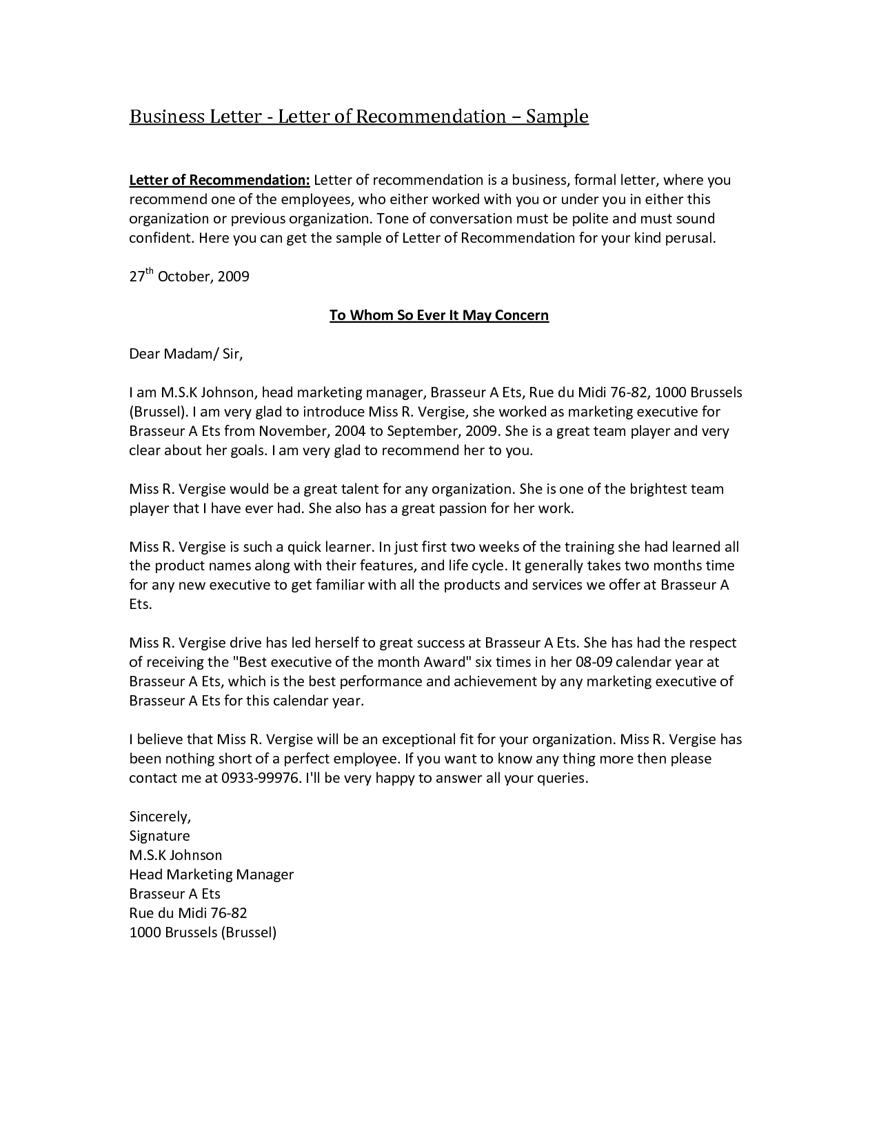 Business Reference Letter Template Word Examples | Letter With Regard To Business Reference Template Word