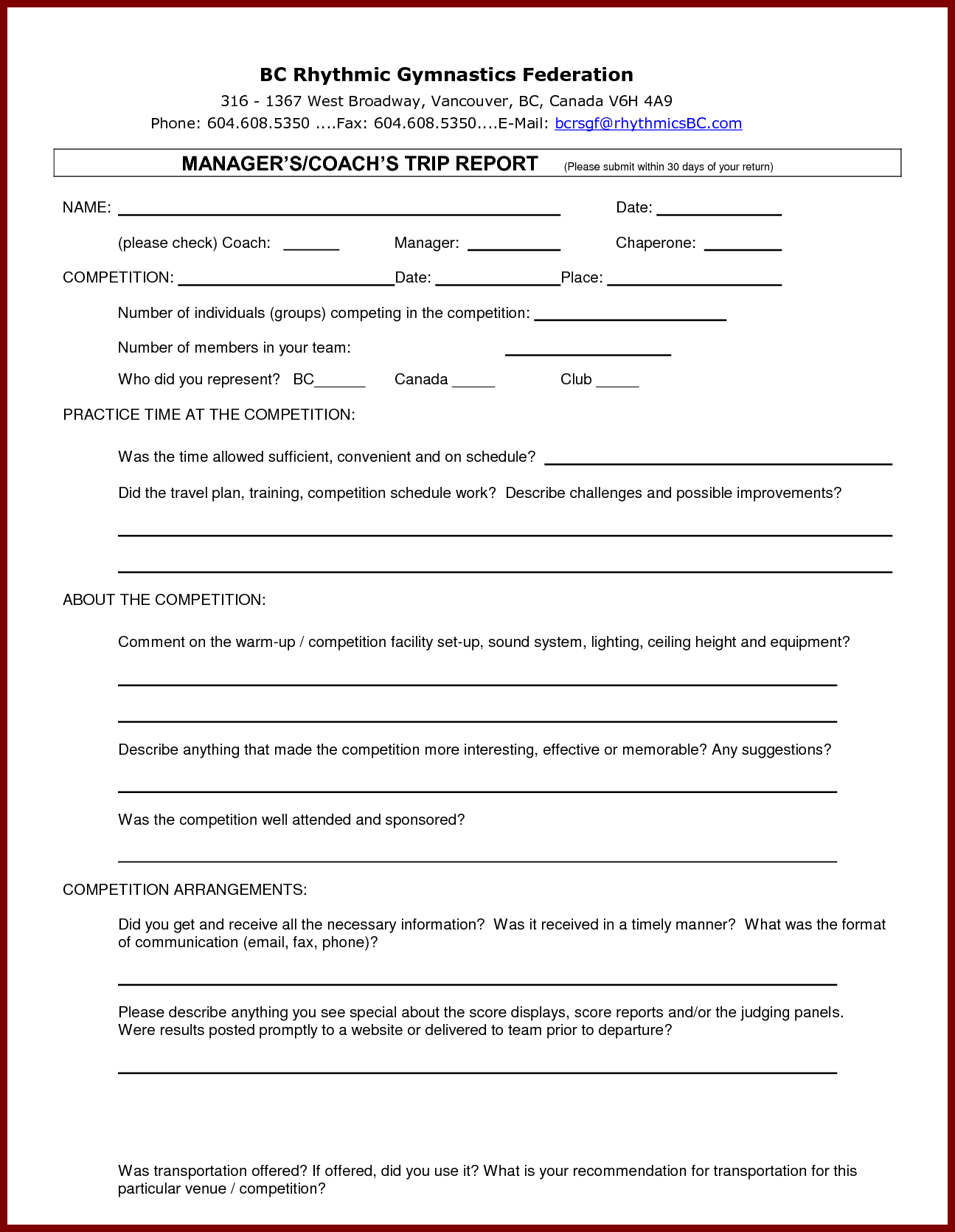 Business Trip Report Template Pertaining To Business Trip Report Template Pdf