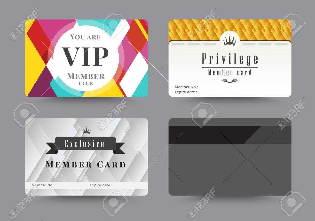 Business Vip Member Cards Design Template. Vector Illustration. Inside Template For Membership Cards