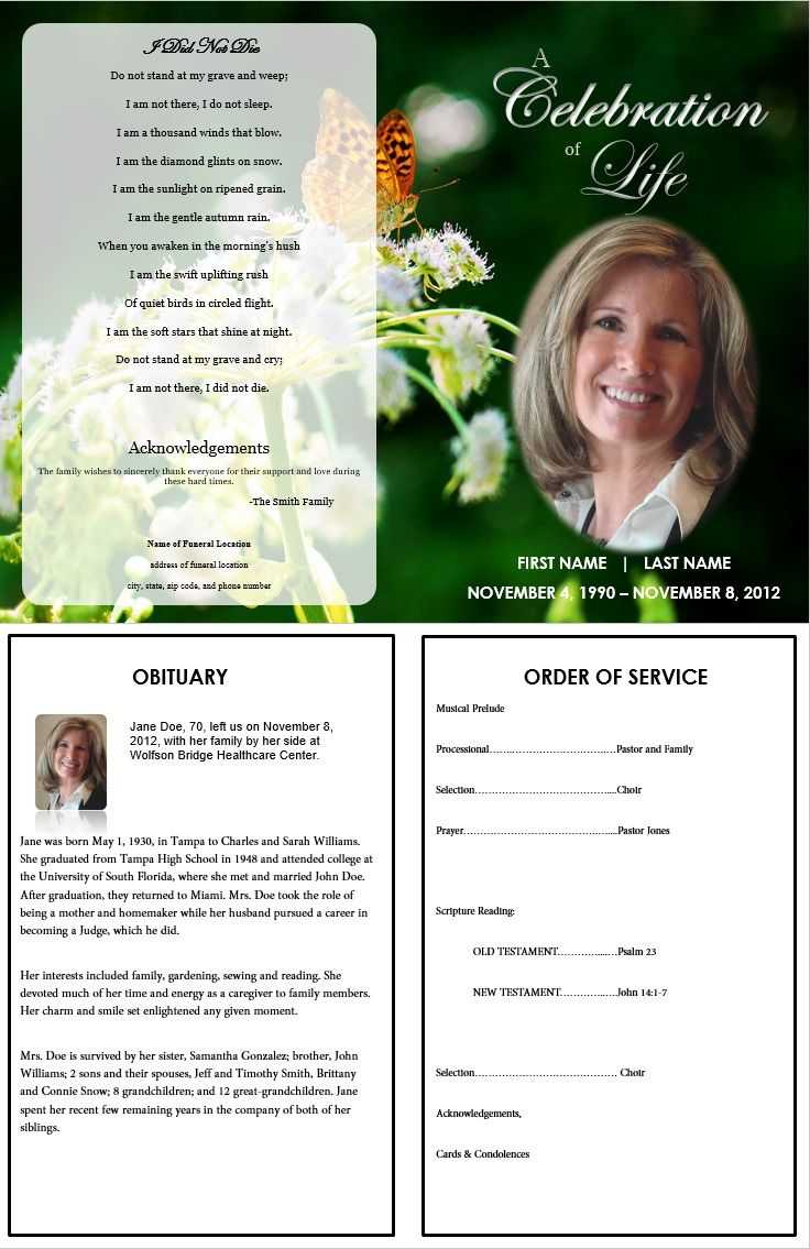 Butterfly Memorial Program | Memorials | Funeral Cards With Remembrance Cards Template Free