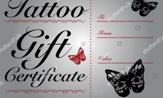 Butterfly Skull Tattoo Gift Card Gift Stock Vector (Royalty inside Tattoo Gift Certificate Template