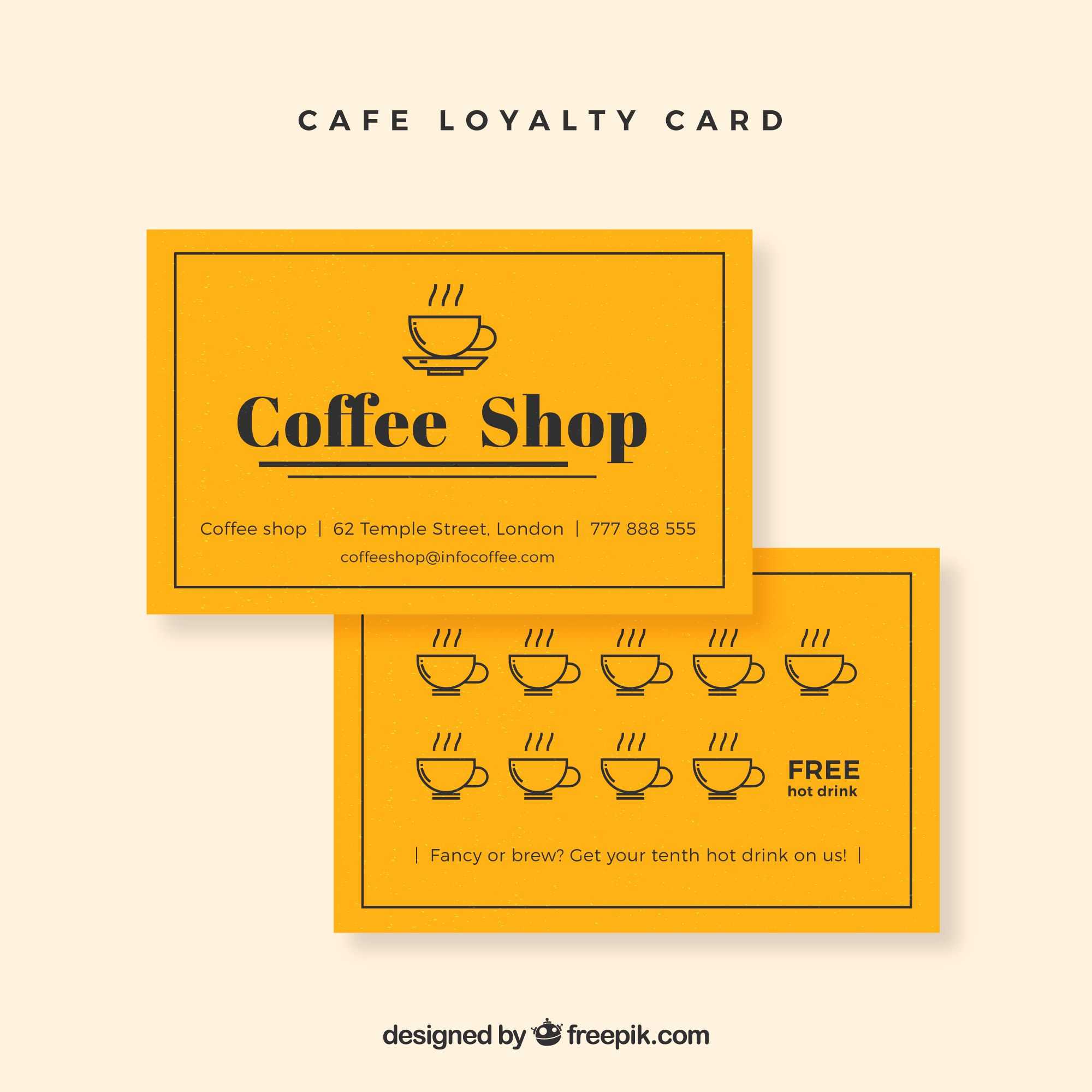 Cafe Loyalty Card | Business Cards | Loyalty Card Design Inside Business Punch Card Template Free