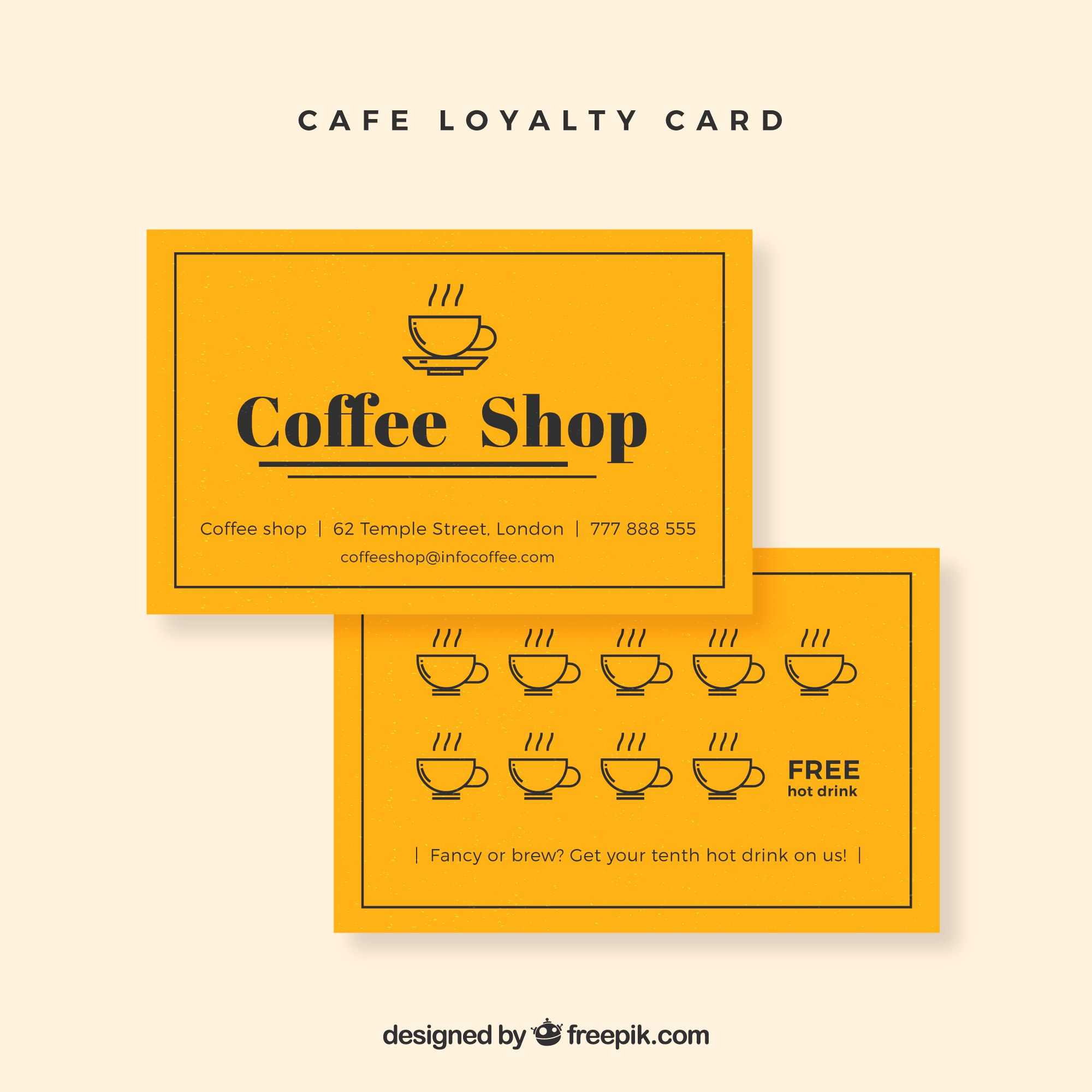 Cafe Loyalty Card | Business Cards | Loyalty Card Design With Loyalty Card Design Template