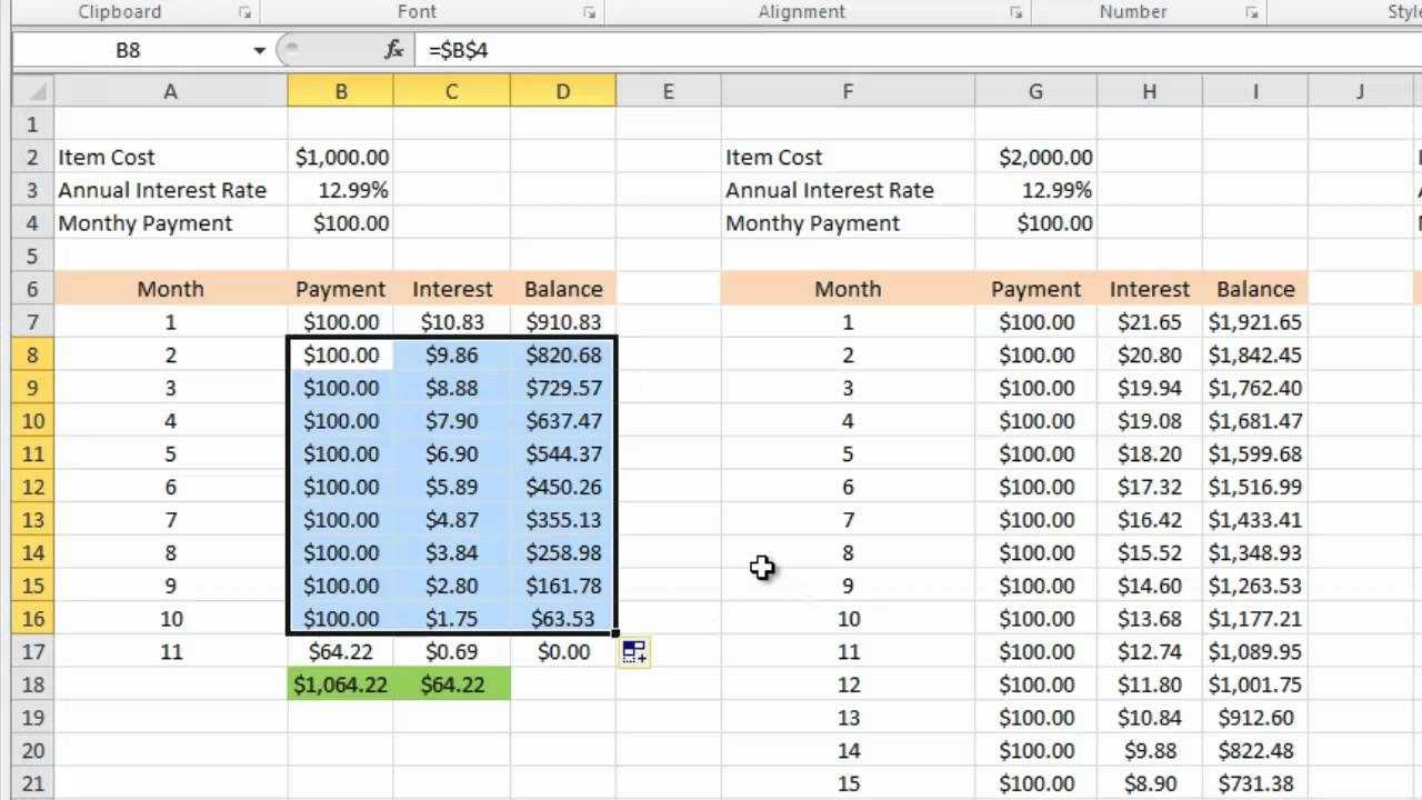 Calculating Credit Card Payments In Excel 2010 Throughout Credit Card Interest Calculator Excel Template