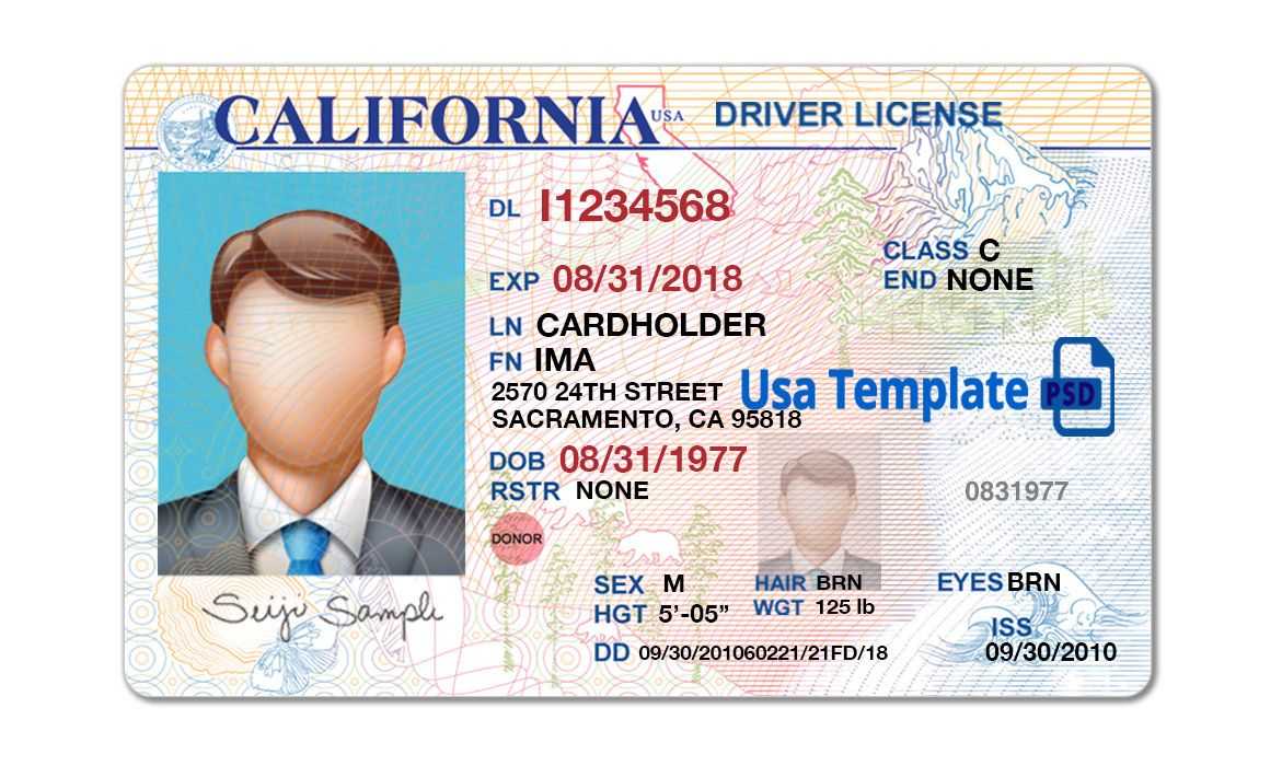 California Driver License Template. Open California Psd File Intended For Blank Drivers License Template