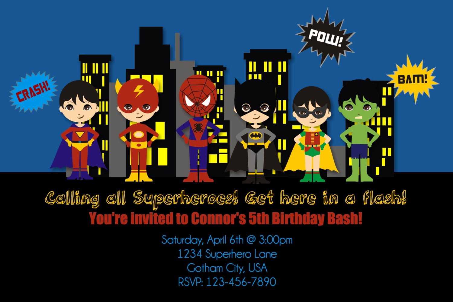 Calling All Superheroes Invitation Template Free Within Superhero Birthday Card Template