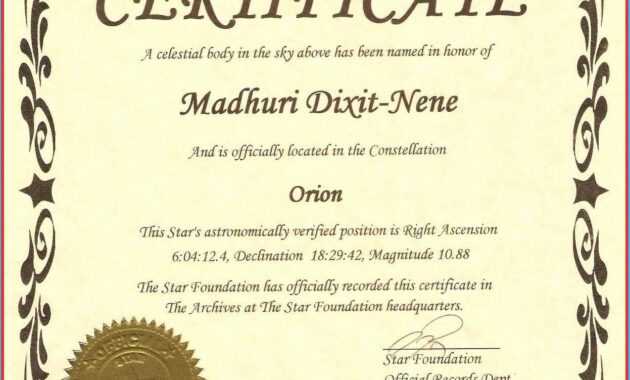 Captivating Star Naming Certificate Template To Make Free intended for Star Naming Certificate Template