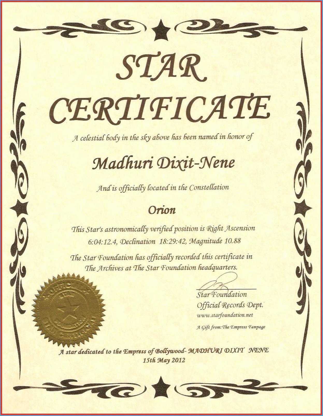 Captivating Star Naming Certificate Template To Make Free Intended For Star Naming Certificate Template