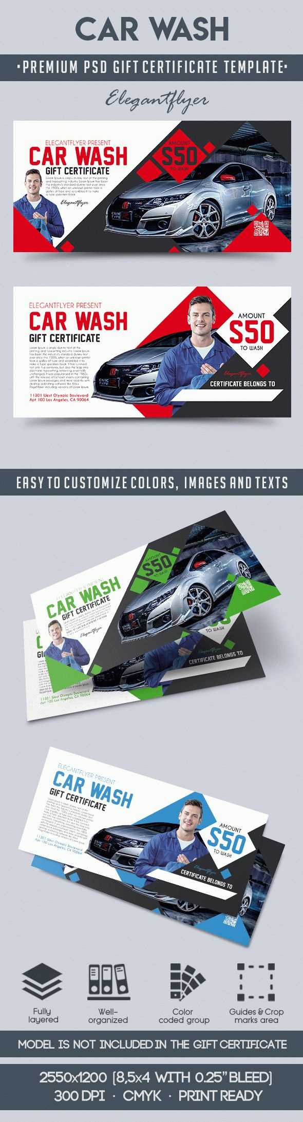 Car Wash – Premium Gift Certificate Psd Template In Automotive Gift Certificate Template
