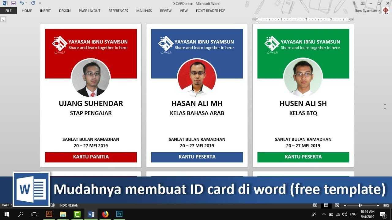 Cara Membuat Id Card Dengan Word (Free Template Inside Free Id Card Template Word