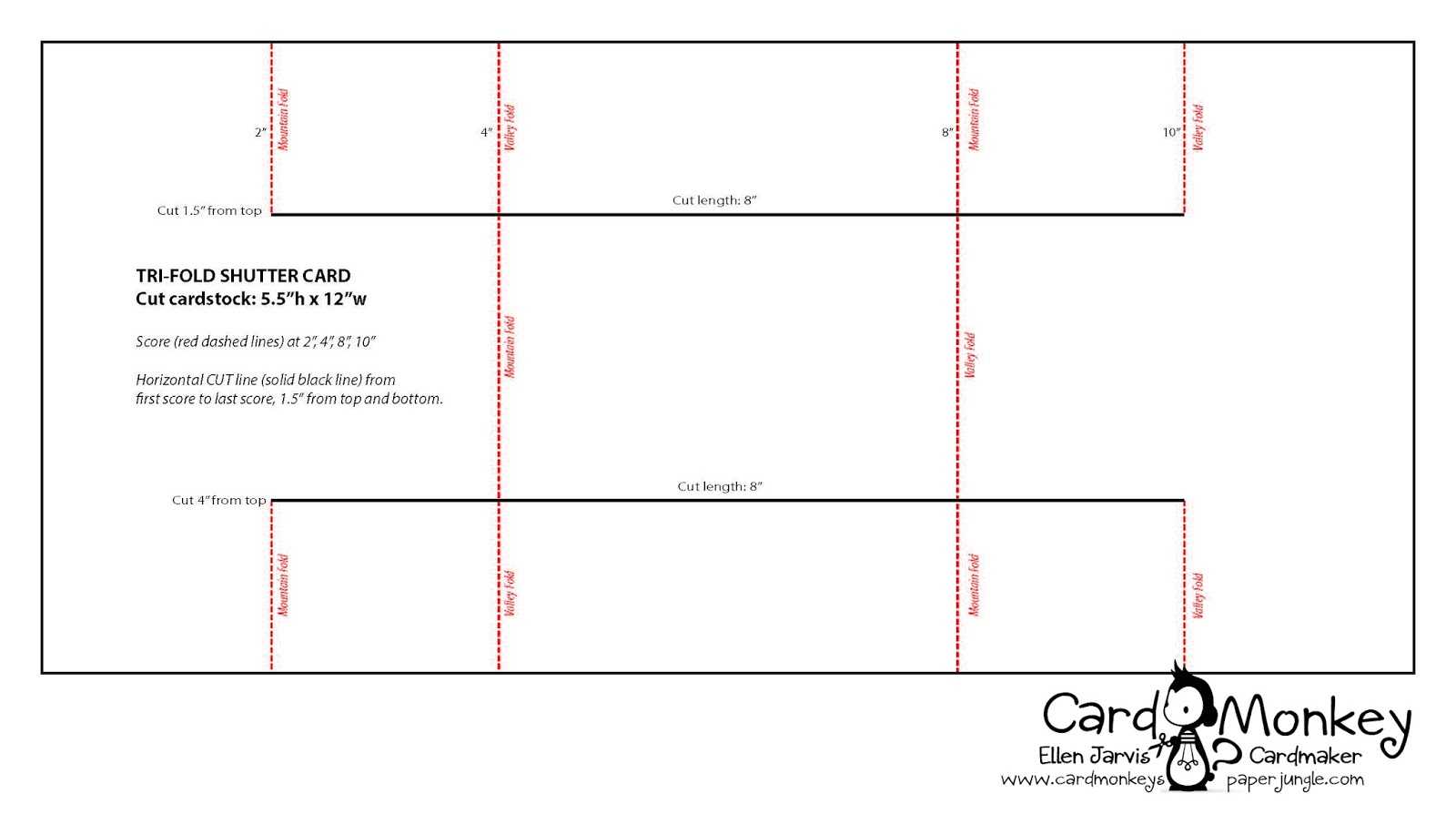 Cardmonkey's Paper Jungle: Tri Fold Shutter Card: Happy With Three Fold Card Template