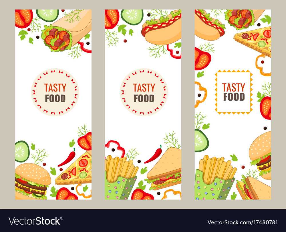 Cartoon Flat Fast Food Banner Template Set For Food Banner Template