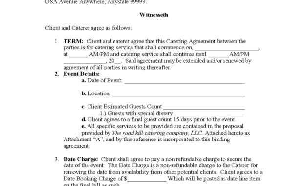 Catering Contract Template - 6 Free Templates In Pdf, Word throughout Catering Contract Template Word
