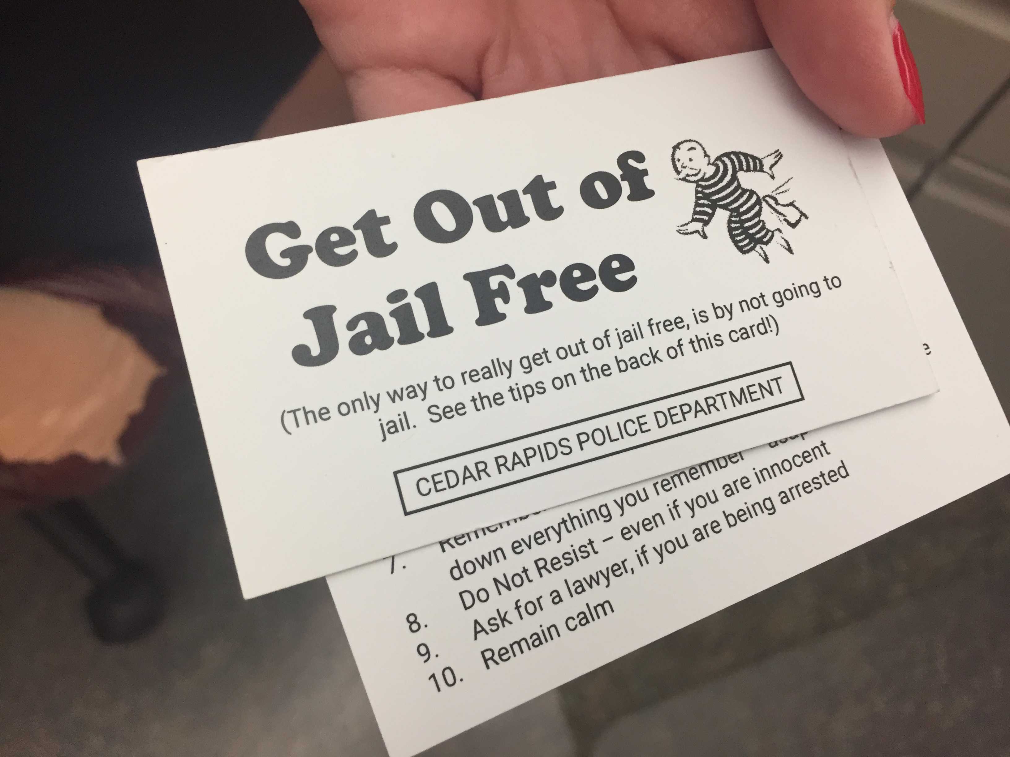 Cedar Rapids Police Use Monopoly Inspired Cards To Help For Get Out Of Jail Free Card Template