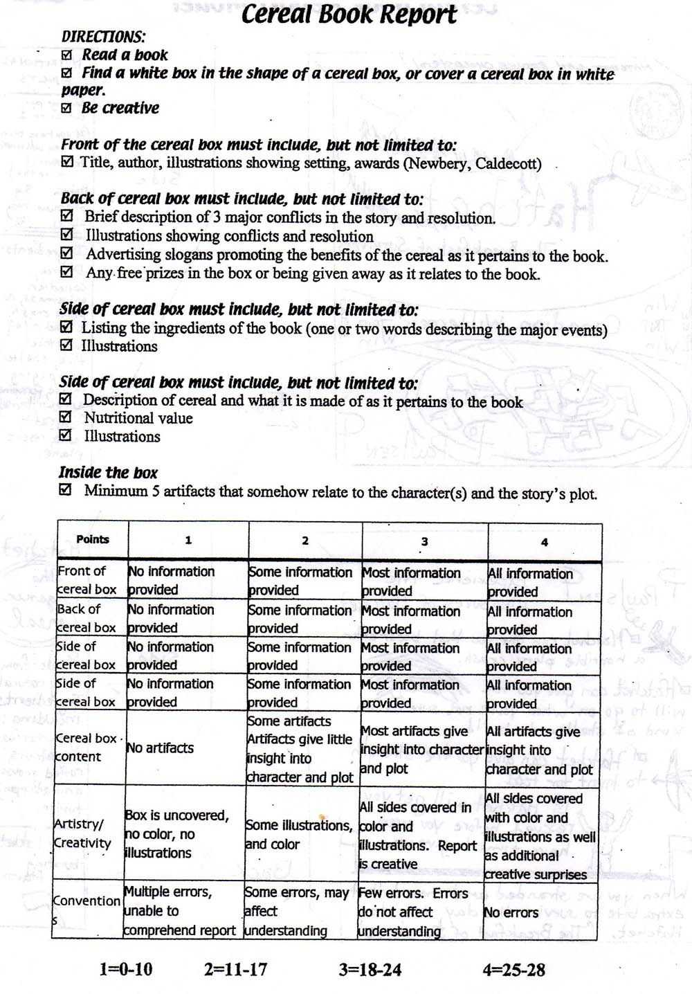 Cereal Box Book Report Directions | Reading | Book Report In Cereal Box Book Report Template