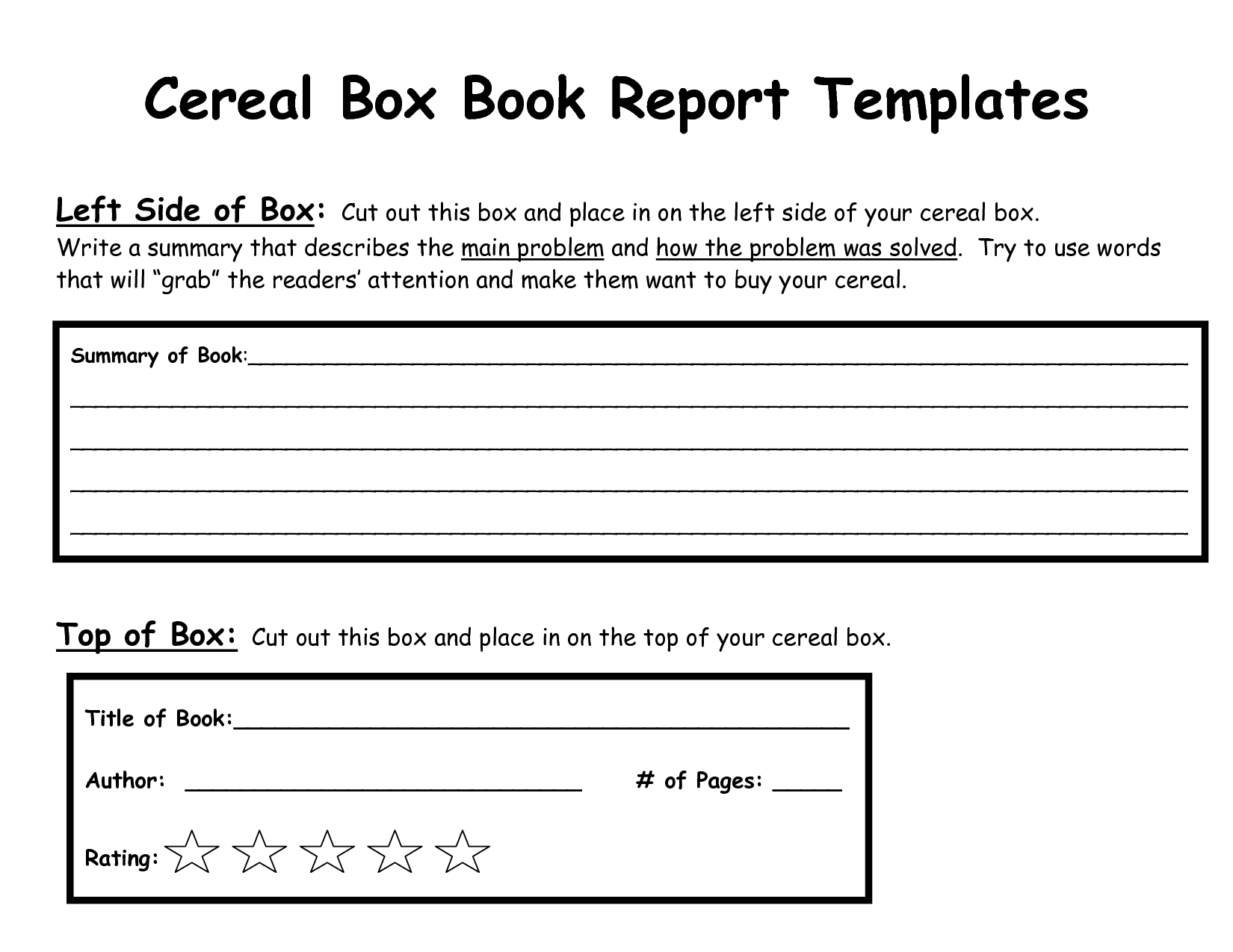 Cereal+Box+Book+Report+Template | Creative | Book Report With Regard To Cereal Box Book Report Template