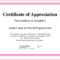 Certificate Appreciation Sample In Certificates Of Appreciation Template