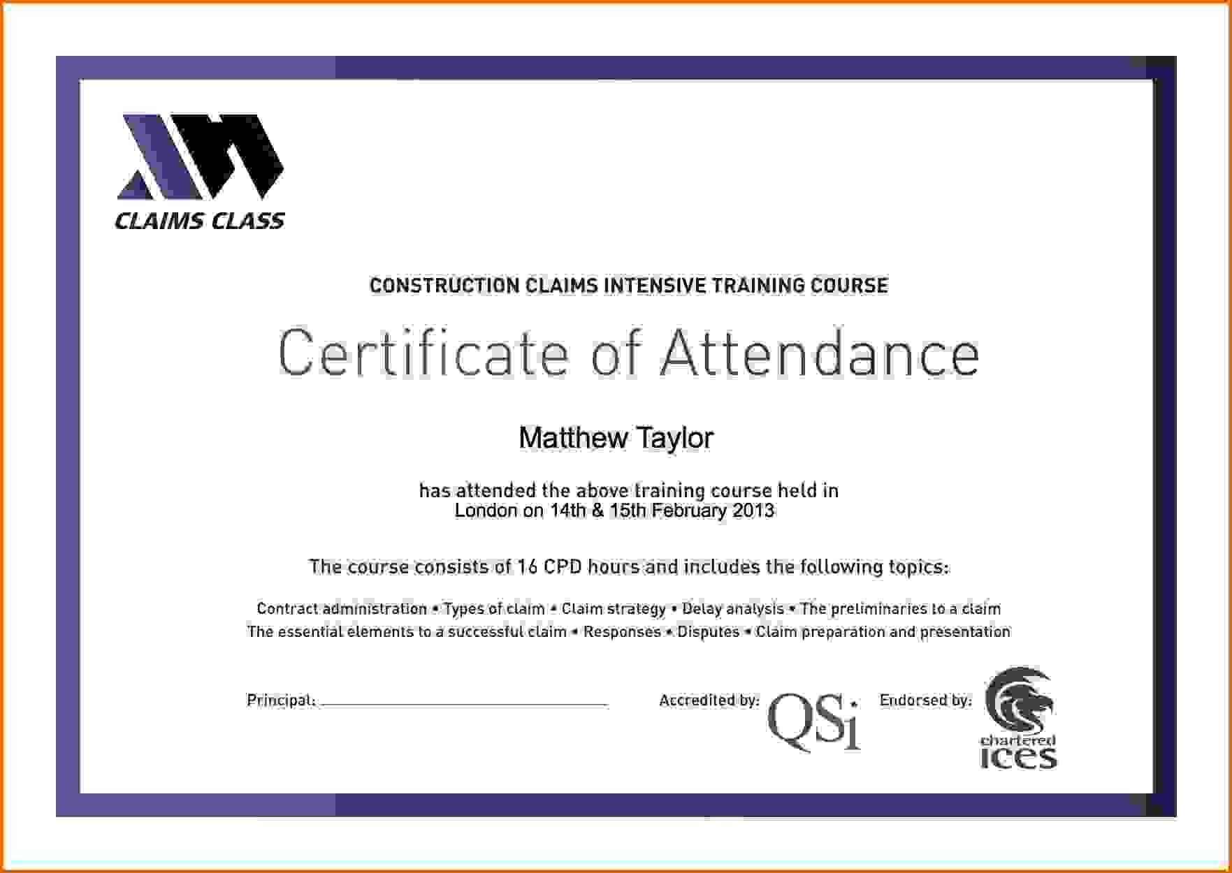 Certificate Attendance Templatec Certification Letter Pertaining To This Certificate Entitles The Bearer Template