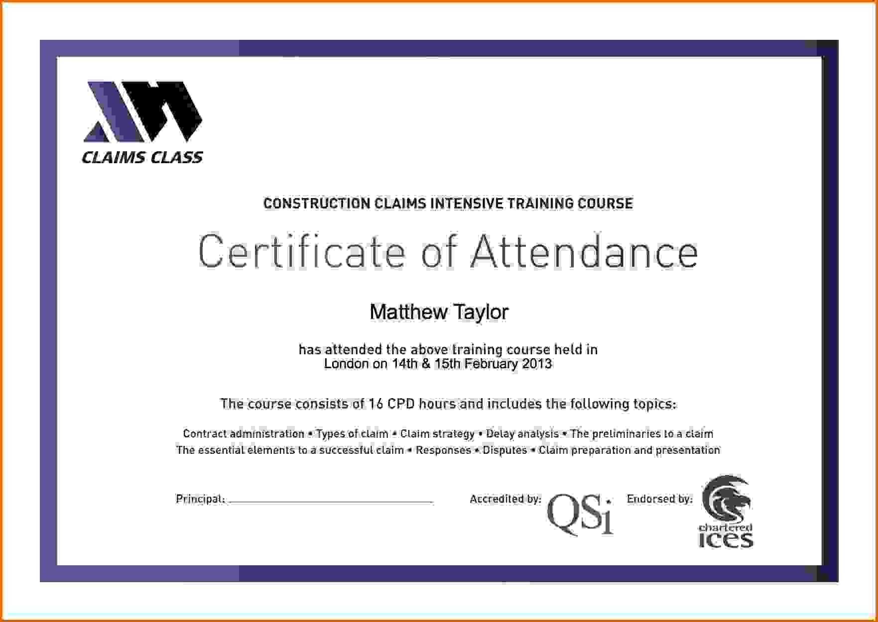 Certificate Attendance Templatec Certification Letter Within This Entitles The Bearer To Template Certificate