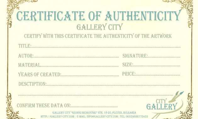 Certificate Authenticity Template Art Authenticity intended for Certificate Of Authenticity Template