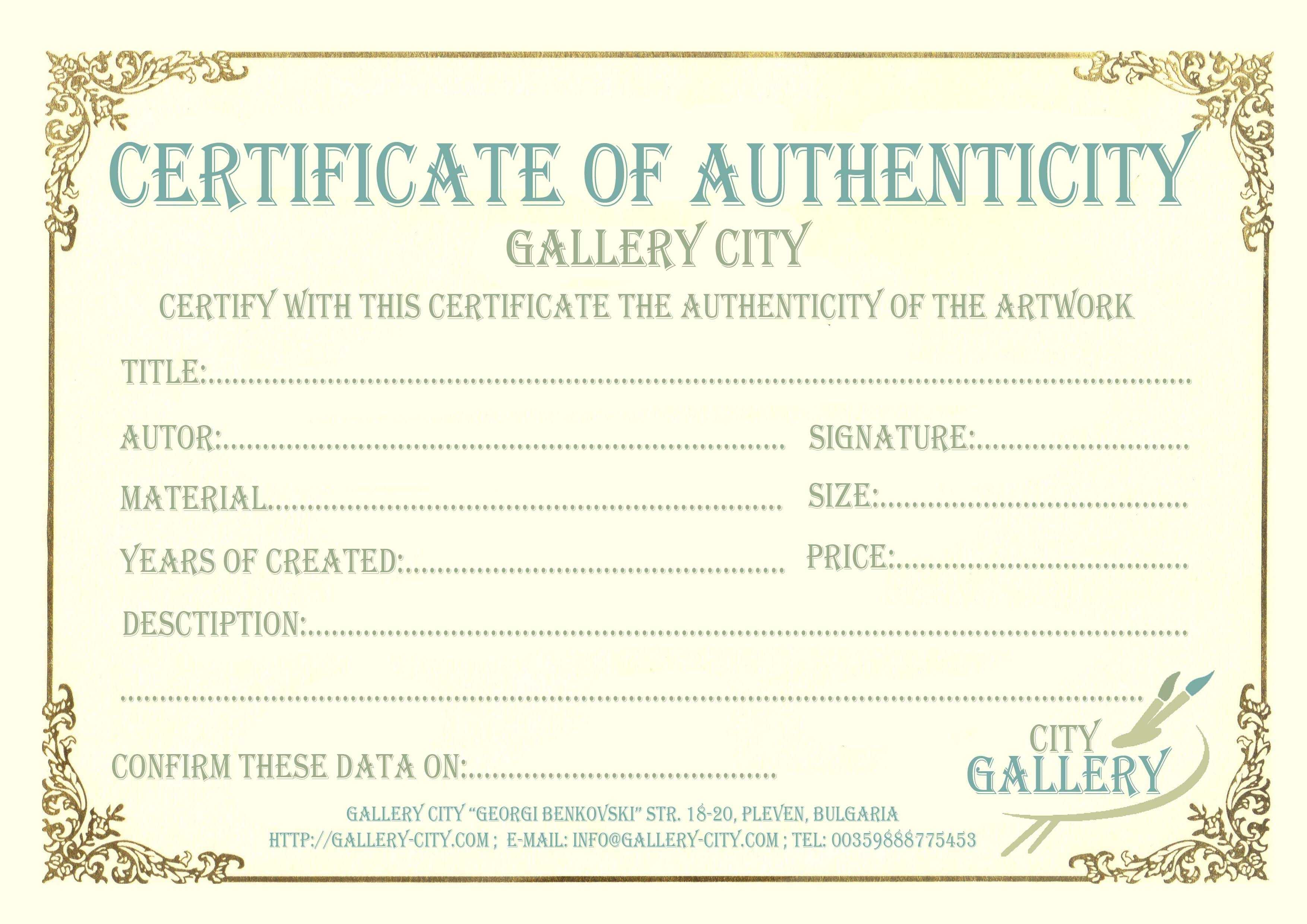 Certificate Authenticity Template Art Authenticity Pertaining To Photography Certificate Of Authenticity Template