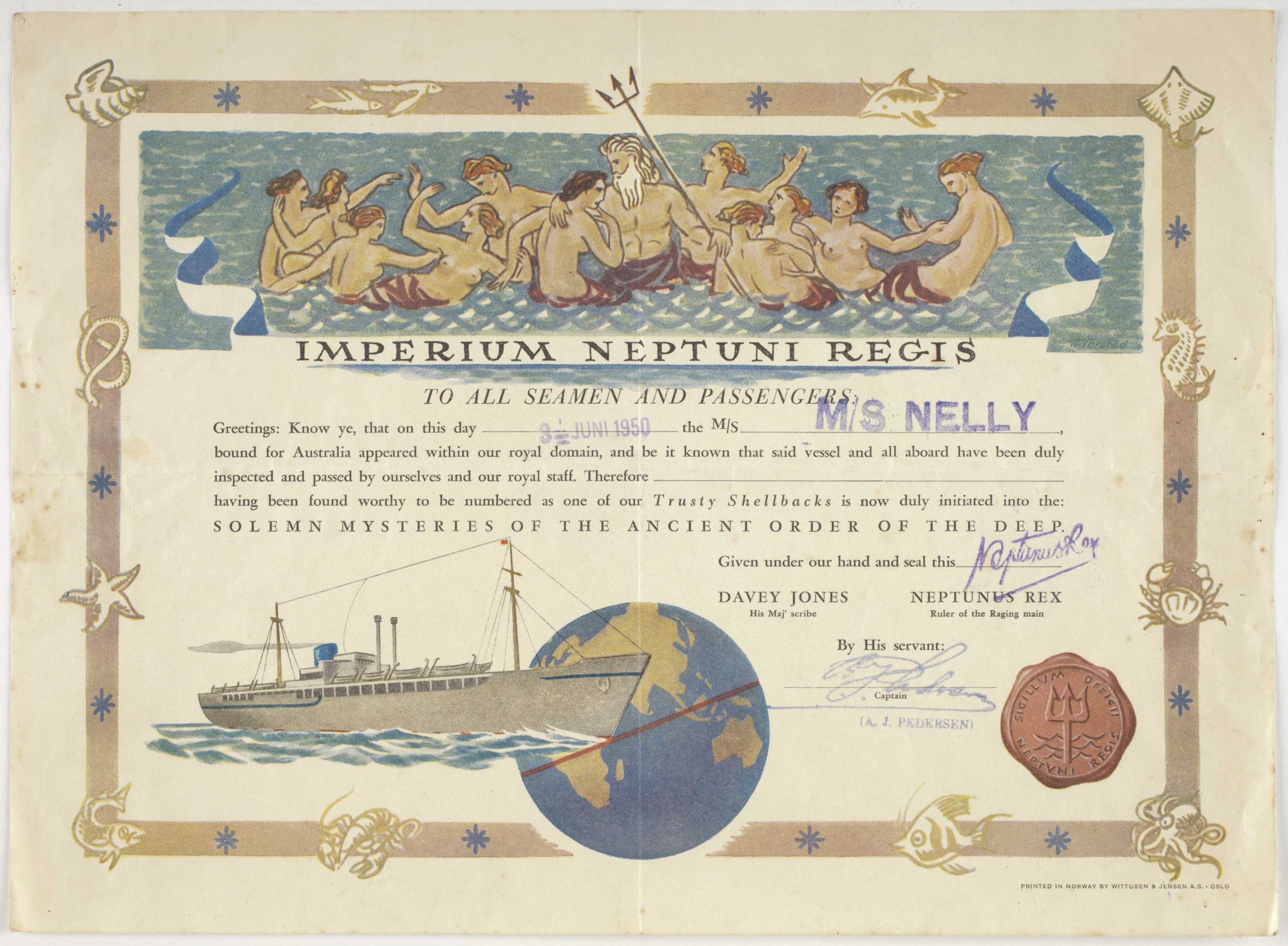 Certificate – Crossing The Equator, Ms Nelly, Wittusen Pertaining To Crossing The Line Certificate Template