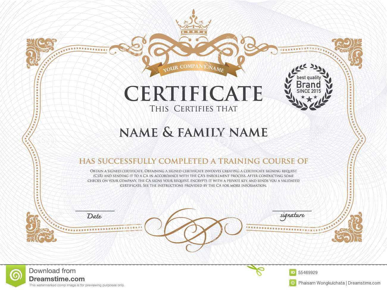 Certificate Design Template. Stock Vector – Illustration Of Throughout Award Certificate Design Template