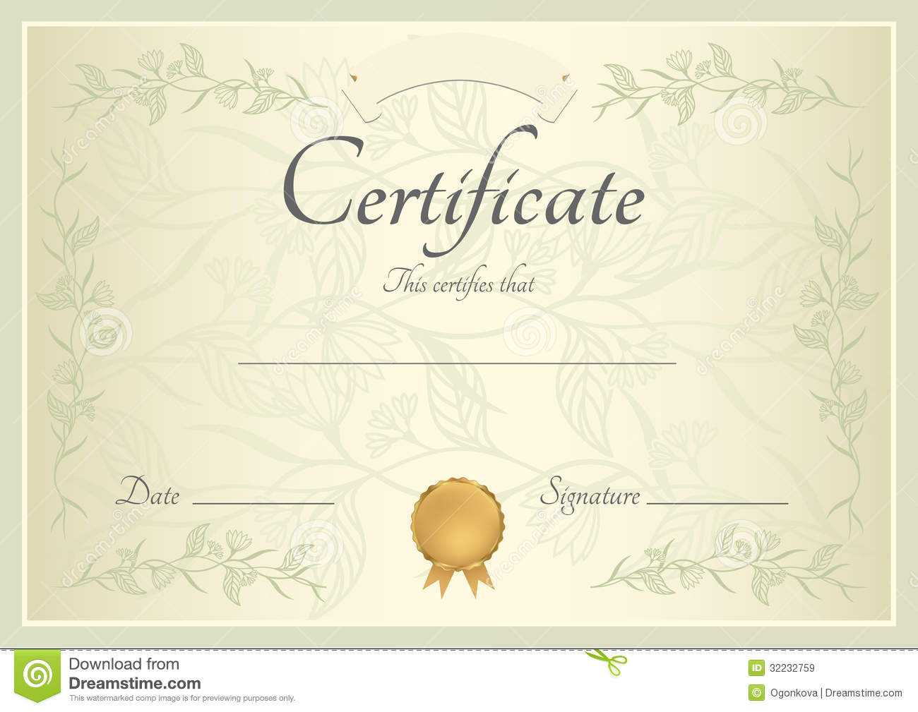 Certificate / Diploma Background (Template) Stock Vector With Small Certificate Template