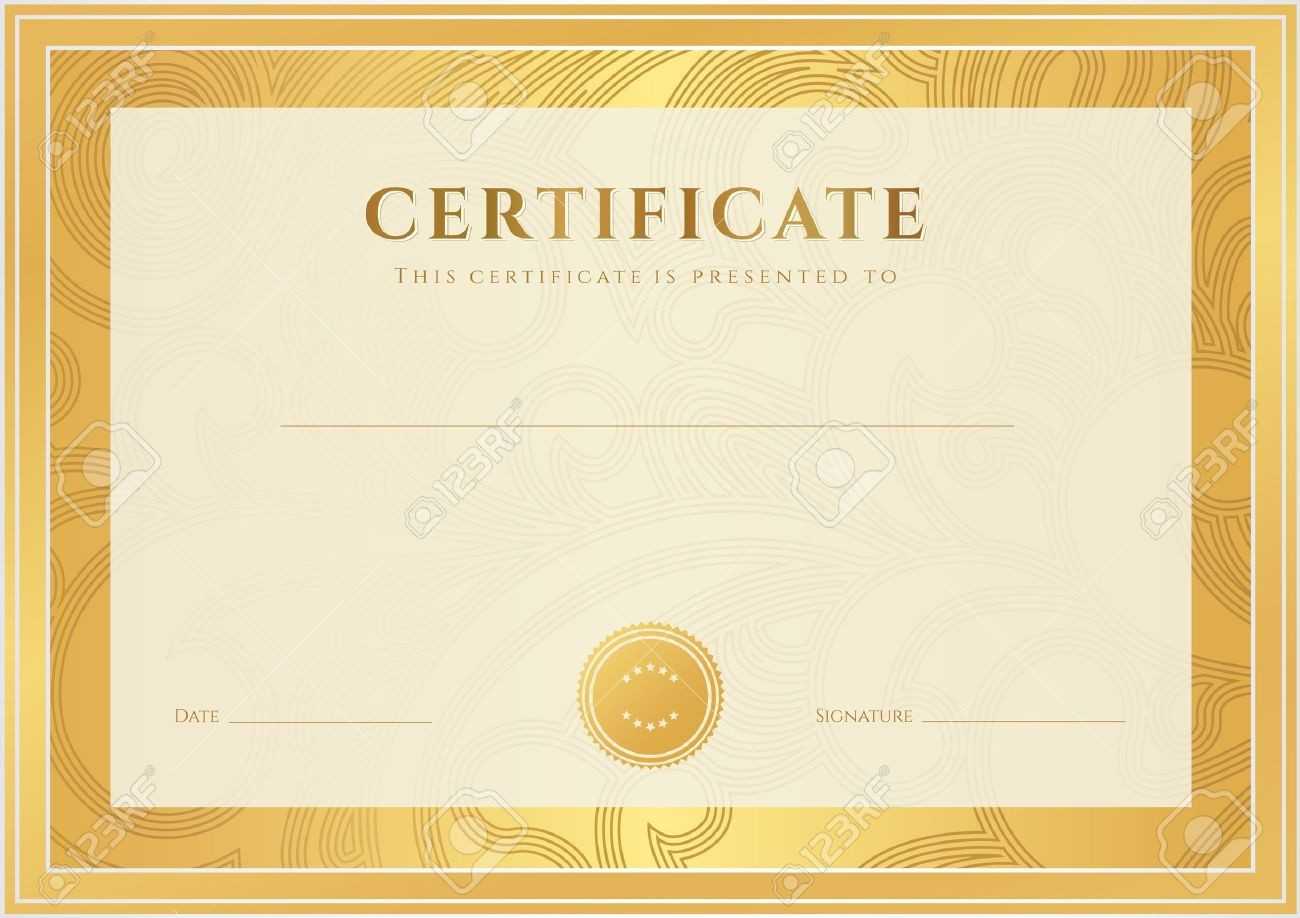 Certificate, Diploma Of Completion Template, Background Gold.. Pertaining To Scroll Certificate Templates