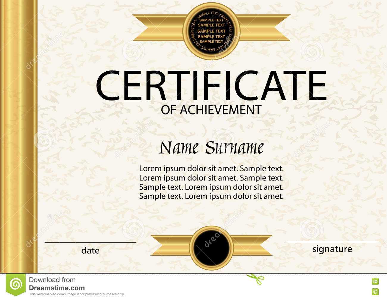 Certificate Of Achievement Or Diploma Template. Vector Stock Throughout Certificate Of Attainment Template