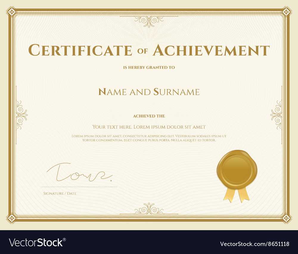 Certificate Of Achievement Template In Gold Theme In Certificate Of Accomplishment Template Free
