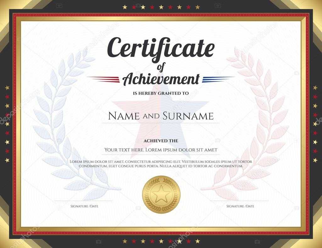 Certificate Of Achievement Template With Gold Border Theme For Star Naming Certificate Template