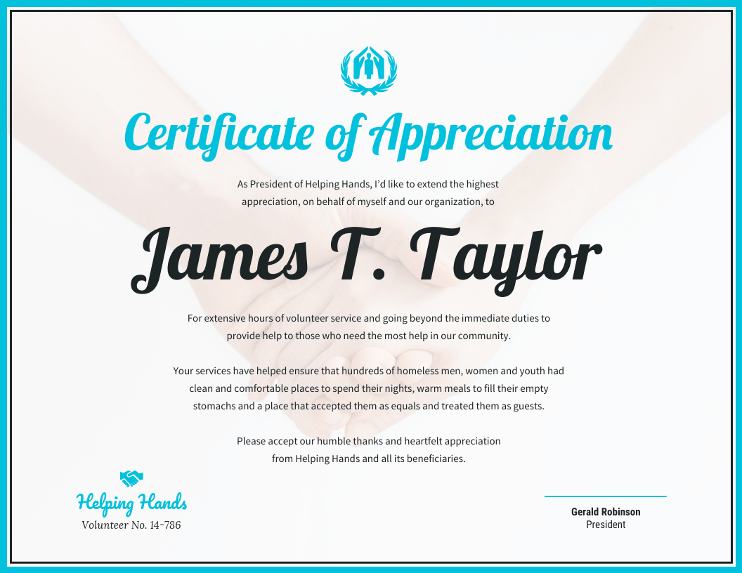 Certificate Of Appreciation Template – Venngage With Regard To Volunteer Award Certificate Template