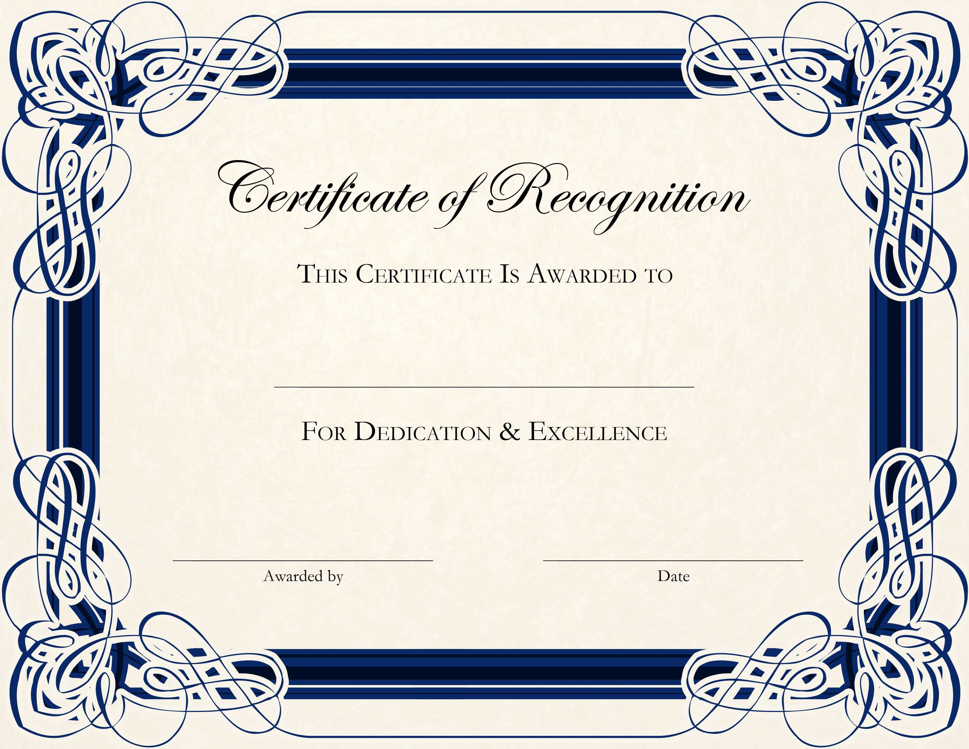 Certificate Of Appreciation Template Word Doc In Certificate Of Excellence Template Word