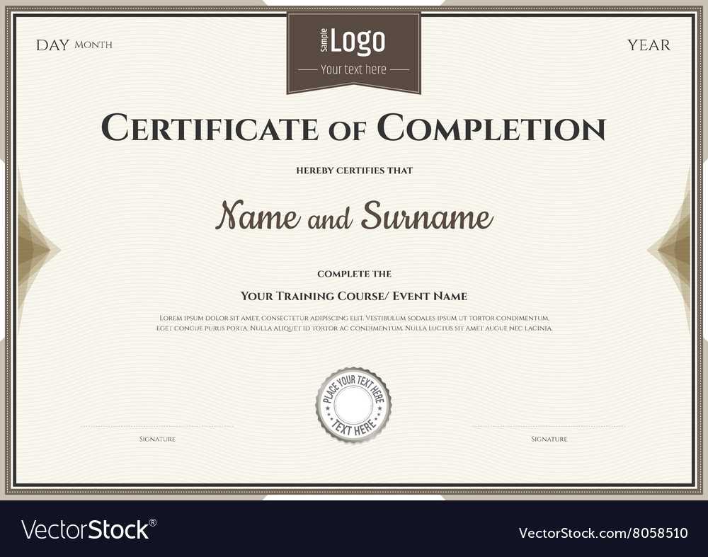 Certificate Of Completion Template In Brown Inside Certification Of Completion Template