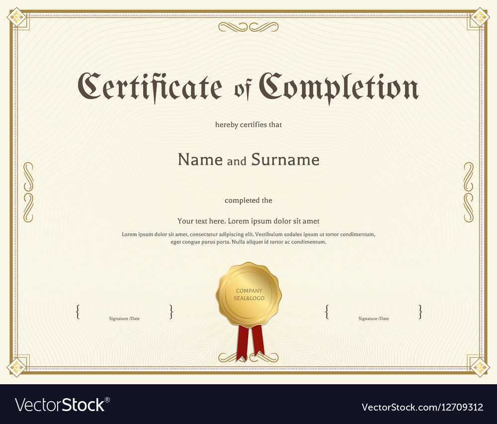 Certificate Of Completion Template Vintage Theme For Certification Of Completion Template