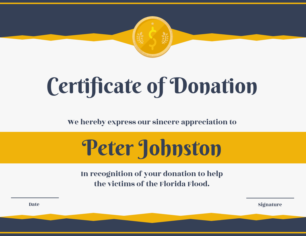 Certificate Of Donation Template Template – Venngage Intended For Donation Certificate Template