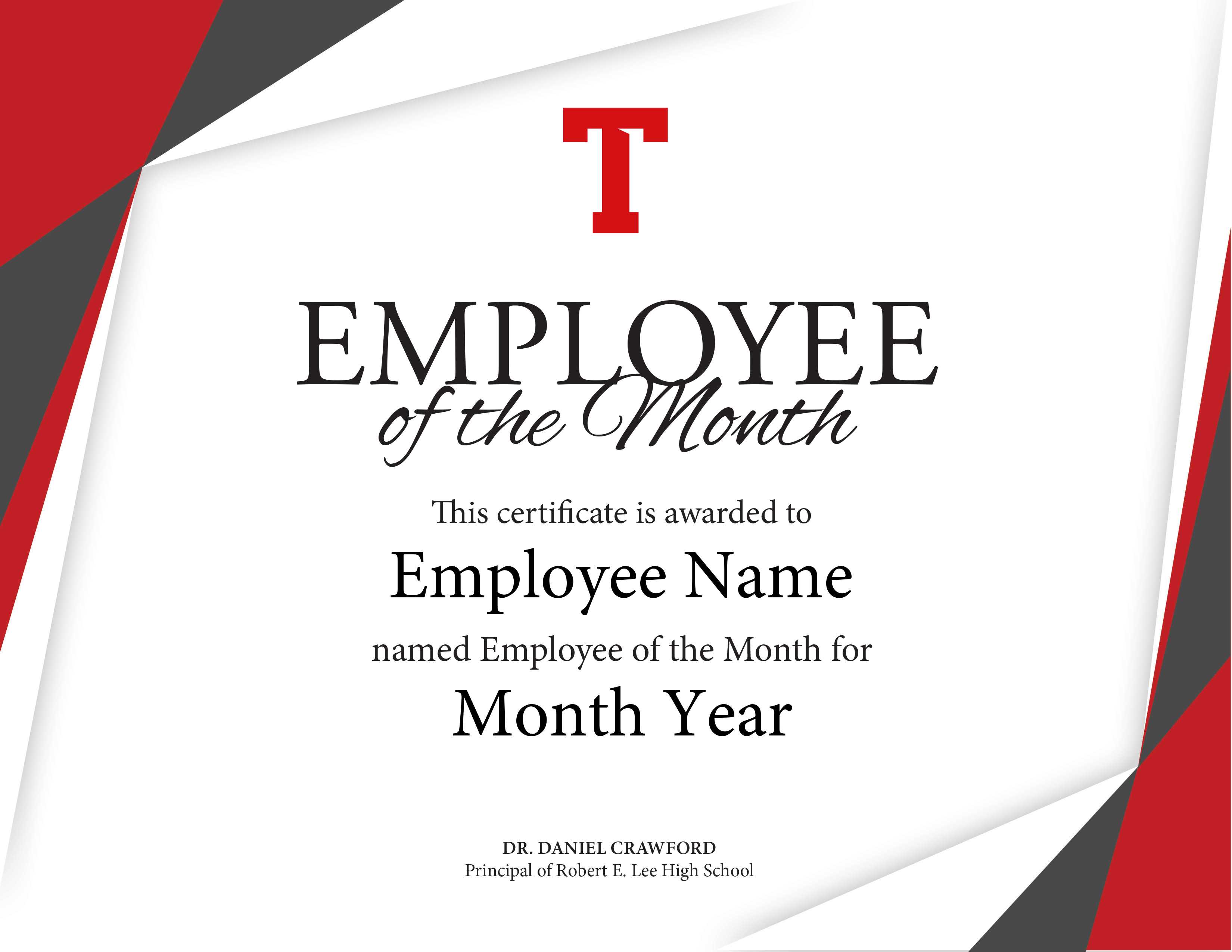 Certificate Of Employee The Month Template Brochure With Regard To Employee Of The Month Certificate Template With Picture