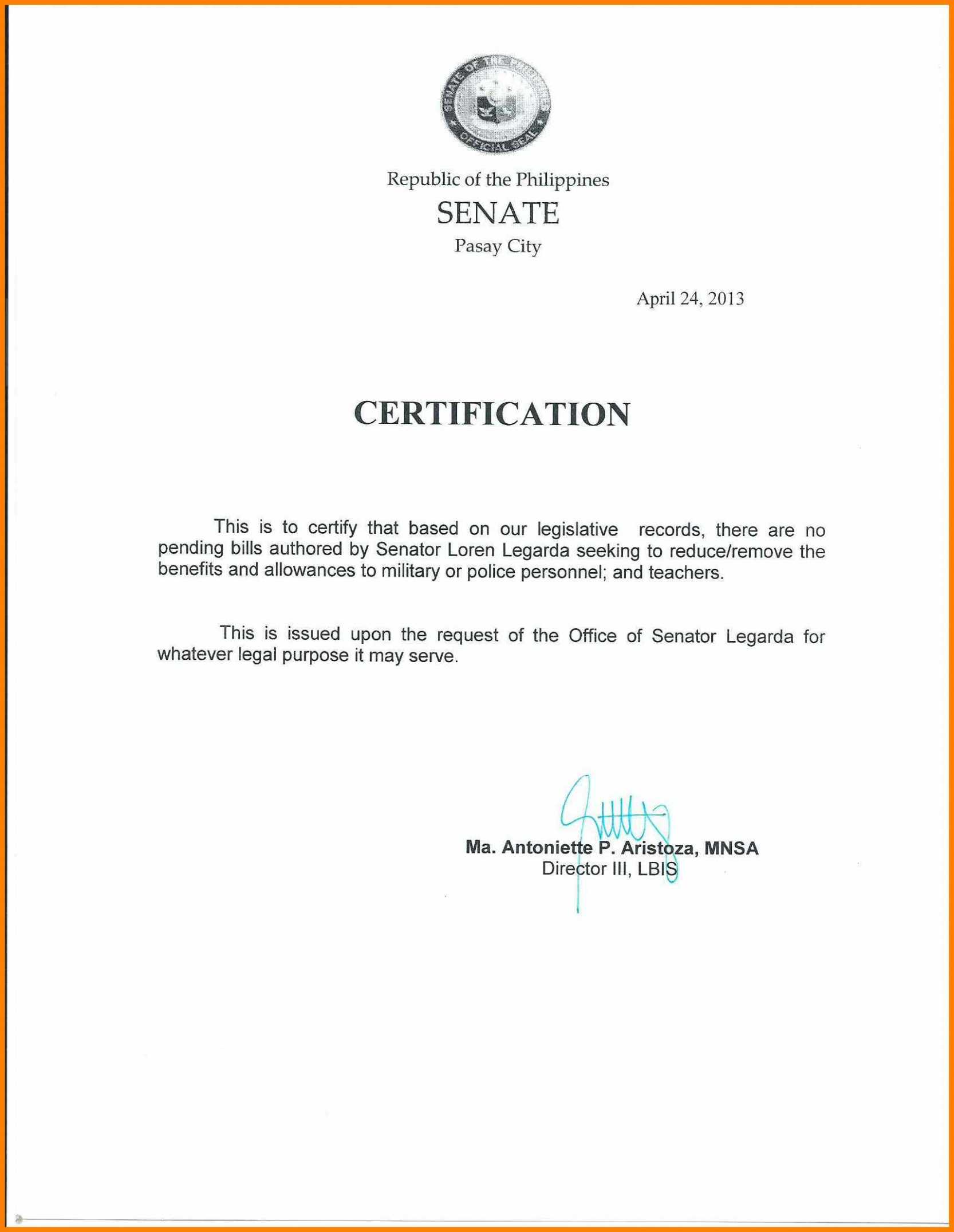 Certificate Of Employment Template Sample With Salary Regarding Certificate Of Employment Template