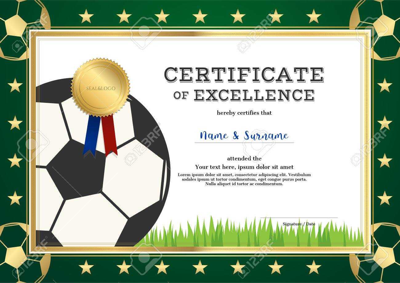 Certificate Of Excellence Template In Sport Theme For Football.. With Football Certificate Template