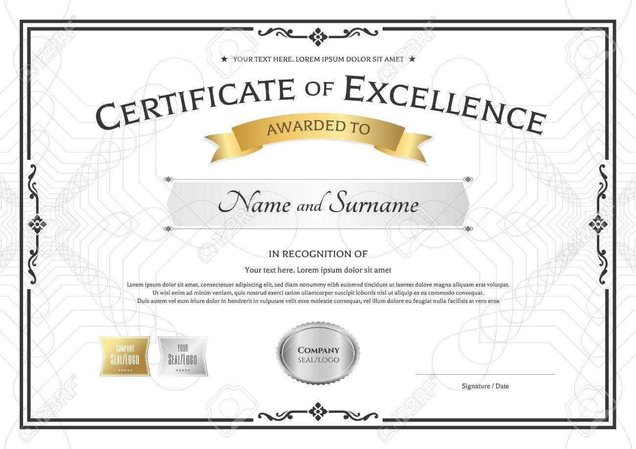 Certificate Of Excellence Template With Gold Award Ribbon On.. Intended For Award Of Excellence Certificate Template